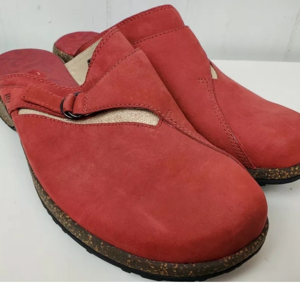 Teva Red Leather Mules